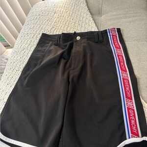 Givenchy Black and Red Athletic Shorts with Side Stripe